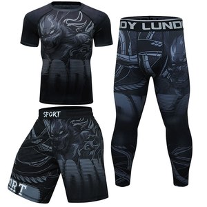Wholesale Compression Pants Shirt Top Long Sleeve Jacket Set Suit Face Cover Gym Fitness Sets 5Pcs Men's Workout Clothes - Product Image 3