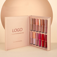 Juego de Brillo Labial Líquido Mate Rojo Oscuro de Larga Duración (24 Horas), Resistente al Agua, Estilo Libro, para Mujer