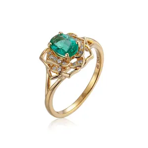 18K Vàng Emerald Kim Cương Nhẫn Vàng Trang Sức Giá Rẻ Bất Vàng Nhẫn