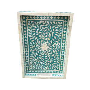 Vente en gros de plateau en incrustation d'os Produit très vendu Plateau de grande taille Décoration de table pour la maison Plateau de service pour dîner et fruits Meilleure vente - Product Image 2