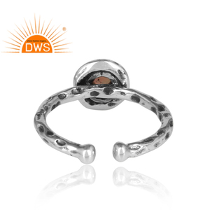 Ensemble d'Opale Ethiopienne Ronde Martelée Bague Oxydée en Argent 925 Bijouterie Collection Classique - Product Image 4