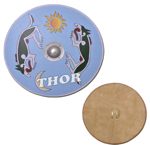 Bouclier en bois bleu de style médiéval Viking, armure ronde pour combat 24 pouces, entièrement fonctionnel - Product Image 6