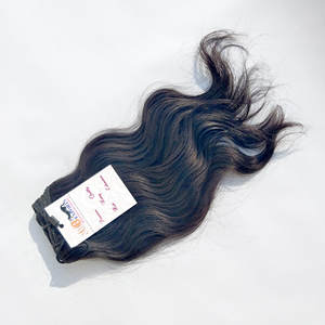 Vendedores de cabello indio crudo extensiones de cabello humano virgen Natural de onda de agua, cabello de templo indio crudo, cabello indio de doble trama de máquina - Product Image 1