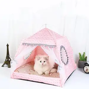 Groothandel Hot Koop Huisdier Producten De Algemene Teepee Gesloten Gezellige Hangmat Met Vloeren Kat Huisdier Kleine Hondenhok Kat Tent bed