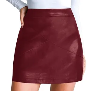 Falda de cuero esmaltado para mujer, minifalda de elevación de cadera para primavera y verano