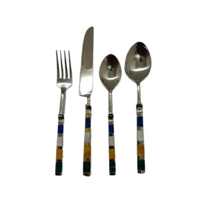 Couverts manche en métal brun avec acier inoxydable argenté avec ensemble de couverts en or vente chaude ensembles de couverts de dîner - Product Image 4