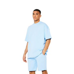 Conjuntos de verano de talla grande, camisetas teñidas lisas, pantalones cortos, conjuntos de 2 piezas con logotipo personalizado - Product Image 3