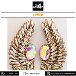 Customization Available for Hand Embroidered Jewelry Handmade Earrings for Women with Marquis Crystals at Lowest Market Price - Product Image 5