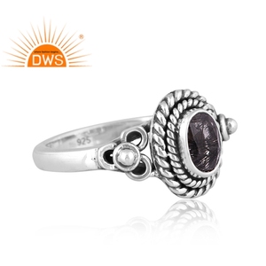 Handmade Oxidized Sterling Silver Natural Black Rutile Gemstone <b>Statement</b> <b>Ring</b> Jewelry For Women Gift For Her - Product Image 3