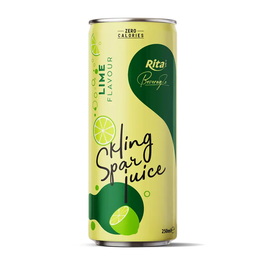 Vietnam Factory OEM/ ODM Healthy Drink Carbonated Drinks 250 ml Canned Sparkling Lime Juice Drink