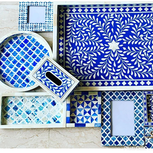 Plateau de service artisanal en bois 100% naturel, design animal unique, haute qualité, véritable nacre polie, articles de cuisine Eid - Product Image 2