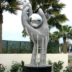 Jardín al aire libre moderno decorar Metal abstracto de una sola mano Torr bola estatua grande de acero inoxidable de una sola mano Torr-Ball escultura - Product Image 1