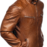 Veste en cuir de vache noire pour homme, style mode, col montant à carreaux, respirante, coupe-vent, décontractée, couleur personnalisable, service OEM