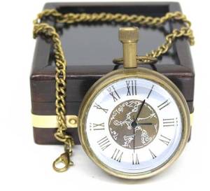 Montre de poche enchaînée de type antique dans une boîte en bois avec cadran blanc spécial taille 4.5 cm meilleur cadeau pour père mère frère - Product Image 5