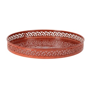 Plateau de finition en émail rouge arrondi pour la nourriture et le dessert pour les restaurants, les cafés et les cantines utilisent un équipement de restauration - Product Image 1