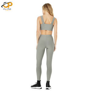 ชุดวอร์มเล่นกีฬาฟิตเนสโยคะสองชิ้นลายสก๊อตสำหรับผู้หญิงผ้าขนสัตว์โพลีเอสเตอร์/ สแปนเด็กซ์/ ไนลอนป้องกันแบคทีเรีย - Product Image 5