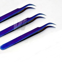 Pinzas Profesionales de Alta Calidad para Extensión de Pestañas, de Acero Inoxidable Japonés, con Logotipo Personalizado, Color Azul Real, para Volumen y Cejas, Puntiagudas