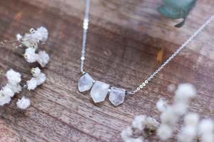 92.5 Sterling <b>Silver</b> 16"<b>Long</b> Natural Rainbow Moonstone Faceted Pentagon Shape Blue Fire Handmade <b>Necklace</b> - Product Image 4