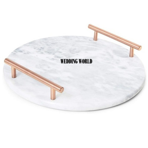 Bandeja de servicio de mármol de diseño personalizado plato hecho a mano de calidad superior clásico elegante al por mayor nueva bandeja de servicio de mármol - Product Image 2
