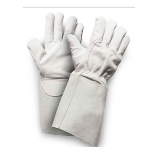 Guantes de seguridad más vendidos Cuero de grano de cabra con forro polar Función anticorte Guantes de soldadura de cuero dividido en la espalda - Product Image 3
