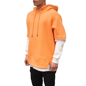 2023 <b>Men's</b> Half Sleeve Long White <b>Hoodie</b> 100% Cotton 360 GSM Brushed Casual Streetwear with Lined Design Wholesale - Product Image 2