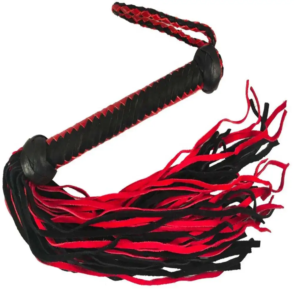 Flogger Premium Quality Leather Braided Cat O Nine Tails Flogger Bull Whip 9 Genuine Leather Leaf End Shaped Tails Extra Long Le