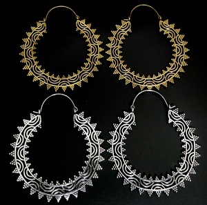Belle conception plaqué argent grand cerceau boucle d'oreille bijoux en gros en ligne boucle d'oreille cerceau - Product Image 1