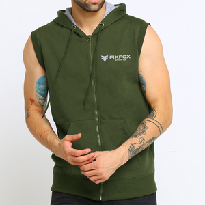 Wholesale Customized Men OEM Zipper Up Blank <b>Sleeveless</b> <b>Hoodies</b> Custom Men High Quality <b>Sleeveless</b> <b>Hoodies</b> for men - Product Image 1