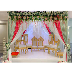 ชุดเก้าอี้งานแต่ง Mandap vidhi ชุดเก้าอี้แกะสลักทำจากไม้พิเศษสำหรับงานแต่งงานเก้าอี้แต่งงานใหม่ล่าสุดสีทองสีขาว - Product Image 1