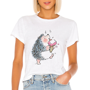 Venta al por mayor 100% algodón cuello redondo Mujer camiseta Impresión digital personalizada con logotipo ecológico niñas camisetas - Product Image 4