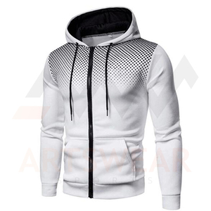 Sweat à capuche unisexe personnalisé en coton molletonné avec fermeture éclair, broderie et sublimation couleur, haute qualité, logo personnalisé, écologique - Product Image 4