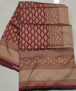 Sari en soie Banarasi Jacquard avec chemisier pour femme, pour les fêtes, les festivals, le quotidien, en coton doux et soyeux, design moderne, lavable, vente en gros, prix bas - Product Image 1