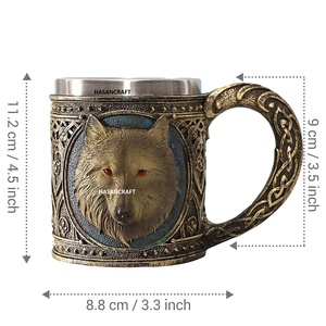 Cốc Uống Nước Đã Kiểm Tra 100% Cốc Bia Bằng Nhựa Không Gỉ Nguyên Chất Hai Lớp Cốc Bia Knight King Tankard Dragon Wolf Cup Cho Gia Đình & Khách Sạn - Product Image 5