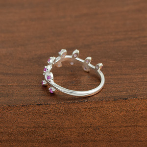 Best Seller Natural Pink Sapphire Gemstone Leaf Tree Bunch Band Sólido Puro 925 Anillo de plata esterlina Joyería fina para ella - Product Image 5