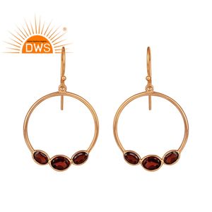 Pendientes de plata de ley 925 con gema granate Natural, pendientes con gema Natural, color oro rosa plateado - Product Image 1