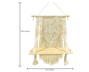 Suspension murale en macramé fait à la main, 1 pièce, suspension pour plantes à pompon, corde à Double étagère - Product Image 2