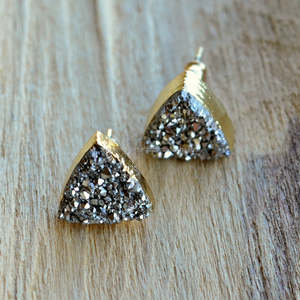 Boucles d'oreilles druse en pierre précieuse, bijou en argent sterling 925 Bijoux indiens plaqués or faits à la main, bijoux asiatiques en plaqué or - Product Image 1
