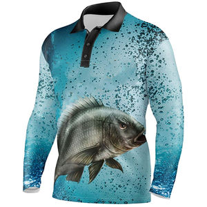 Camiseta de pesca de poliéster de alta calidad tela suave manga larga diseño de sublimación completa transpirable de talla grande-venta al por mayor - Product Image 1