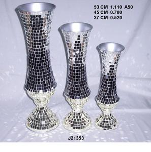 Florero de hierro con mosaico de tres tonos, jarrón de cristal disponible en otros colores, decoración para boda, fiesta en casa - Product Image 2