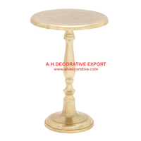 Table d'appoint unique de haute qualité pour la maison, en métal, aluminium massif, en forme de feuille, avec base de support et finition dorée
