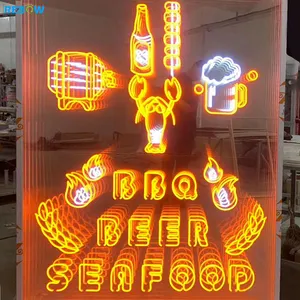 Rebow No MOQ Design gratuito Drop Shipping 3D Magic Infinite Mirror specchio Neon personalizzato multistrato personalizzato