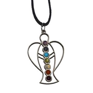 Compre en Línea Colgante de Ágata de los Siete Chakras del Ángel Curador, Tallado y Grabado, Arte Feng Shui Coleccionable - Product Image 1