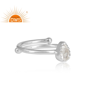 Party Wear Bague en argent 925 pour femmes Bague en cristal de quartz avec pierres précieuses Fournisseur de bijoux Collection délicate - Product Image 3