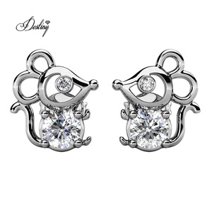 Pendientes <span class=keywords><strong>pequeños</strong></span> y bonitos con forma de ratón, adornados con cristales de <span class=keywords><strong>Swarovski</strong></span> Daisini, bonitos Pendientes chapados en oro de 18 quilates para niños - Product Image 5