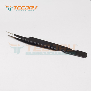 Pincettes d'isolation de cils pour femmes, 1 pièce, pince à épiler, couche de poudre, noir brillant, angulaire, avec Base, contrôlée à la main, outils de beauté, étiquette privée - Product Image 3