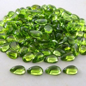 Cabochons en péridot naturel de 5 mm, 6 mm, 7 mm, forme poire, dos plat, pierres précieuses calibrées en vrac, fournisseur pour la fabrication de bijoux en ligne sur Alibaba - Product Image 1