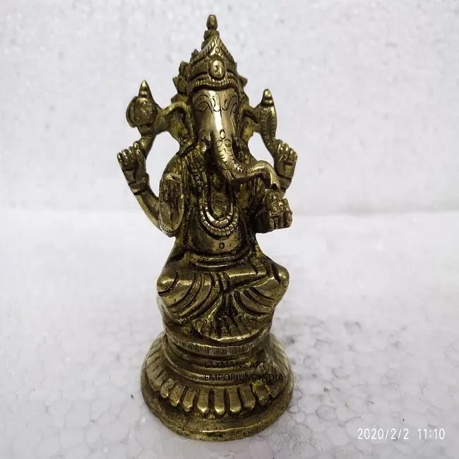 brass god ganesh statue carved