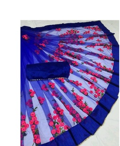 Vêtement Ethnique Vêtement de Fête Traditionnel Indien Broderie Saree en Soie avec Blouse ApparelGarment - Product Image 4