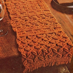Knitted Geometric Table Runner Orange Bohemian Style Home Decor Washable Hand Wash - Product Image 1