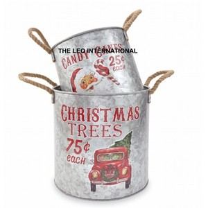 ชุดกระป๋องโลหะใส่อาหาร/ป๊อปคอร์นลายคริสต์มาส 4 ใบ พร้อมหูหิ้ว ของตกแต่งคริสต์มาสอื่นๆ - Product Image 2